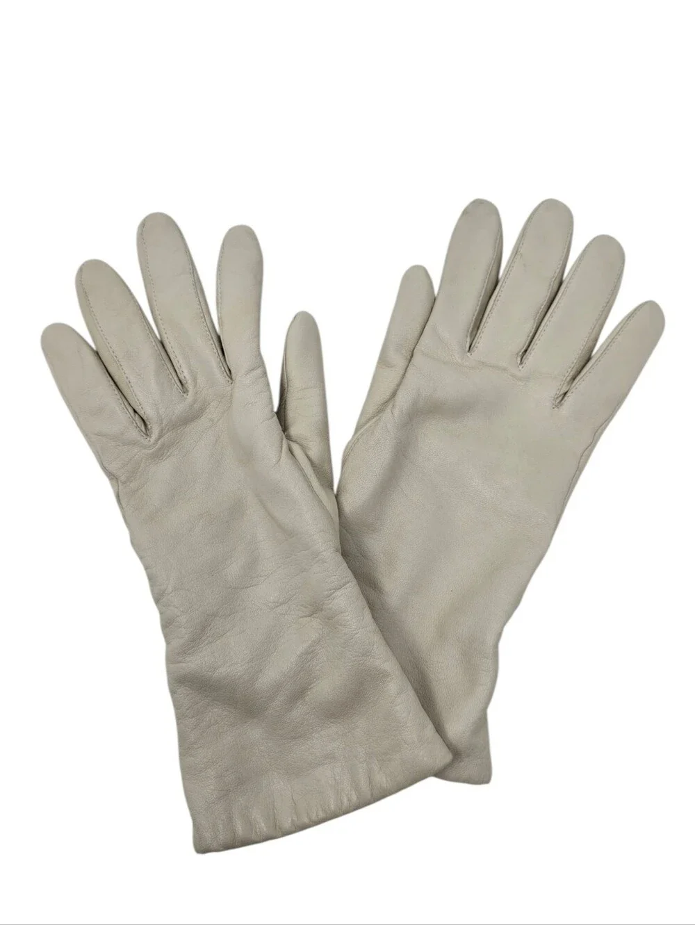 Soft Leather Gloves With Cashmere Lining Women's 7 1/2 Small Ivory